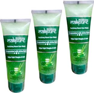 DOOMSDAY MAKEPURE PURIFYING NEEM FACEWASH HELPS FIGHT ACNE PIMPLE GIVE HEALTHY SKIN PACK OF 100ml x 3 Face Wash