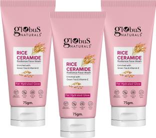 Globus Naturals Rice Ceramide Radiance , Enriched with Green Tea & Vitamin E, Pack of 3 Face Wash