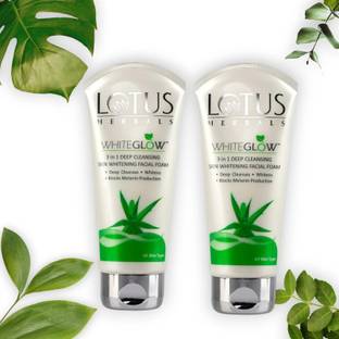 LOTUS HERBALS whiteGlow 3-In-1 Deep Cleansing Skin Whitening Facial Foam (50g2) pack of 2 Face Wash