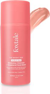 Foxtale Purify & Glow Cleanser + Mask With French Pink Clay Deep Cleanses Pores Face Wash