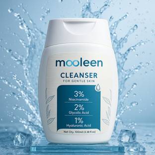 mooleen CLEANSER | 3% Niacinamide + Glycolic & Hyaluronic Acid | Brighten & Unclog Pores | For Men & Women Face Wash