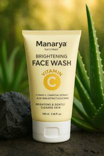 Manarya Sun’s Heart Brightening  – With Vitamin C, Activated Charcoal, Aloe Vera & Glycerine – Deep Cleansing & Glow Boosting  for All Skin Types Face Wash