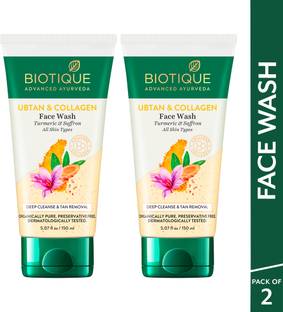 BIOTIQUE Ubtan & Collagen |Tan Removal, Enhance Skin Complexion|All Skin Types Face Wash