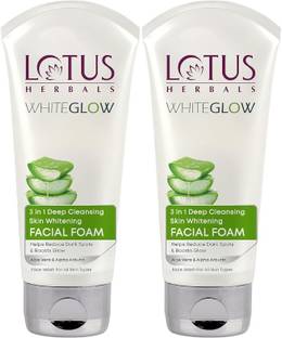 LOTUS HERBALS Whiteglow 3 In 1 Deep Cleaning Skin Whitening Facial Foam|Dark Spots Face Wash