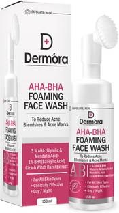 DERMORA AHA BHA Foaming  Silicon Brush Applicator, Acne, Blemish & Acne Marks Face Wash