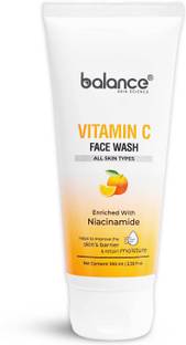 balance skin science Brightening Vitamin C & Niacinamide , For Brighter Glow, Paraben & Sulphates Free,  for Women & Men, Daily Cleanser Suitable For all Skin Types Face Wash