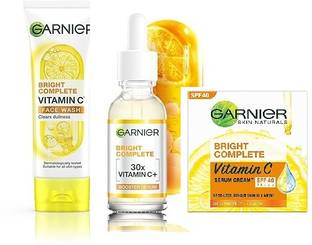 Garnier Men Bright Complete Vitamin C ( Serum 30 ml + SPF 40, (45g) + Face Wash