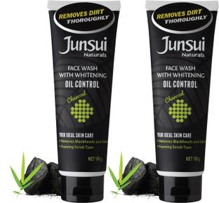JUNSUI Charcoal FaceWash for Oil Control 100g (Pack of 2) | Removes Blackheads and Sebum | Contains Refreshing Ingredient & Yam Bean extract Face Wash