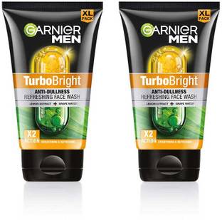 Garnier Men Turbo Bright Double Action,Anti Pollution with Charcoal and Vitamin C Face Wash