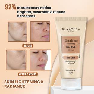 GLAMVEDA Glutathione 24 k Gold  Reduce Dark Spots & Pigmentation, Lightens skin Complexion| For All Skin types | Face Wash