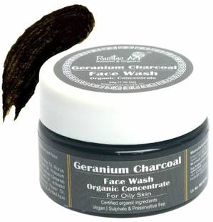 RUSTIC ART Organic Geranium Charcoal Concentrate|Anti Blackhead & Whiteheads Face Wash