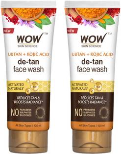 WOW SKIN SCIENCE Ubtan  with Chickpea Flour, Turmeric, Saffron, Almond Extract, Rose Water & Sandalwood Oil - No Sulphate, Parabens, Silicones & Color - Pack of 2 - Net Vol 200mL Face Wash