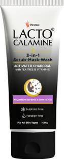 Lacto Calamine 3-in-1 Charcoal Face Scrub-Mask Wash for Exfoliating Detox. Face Wash