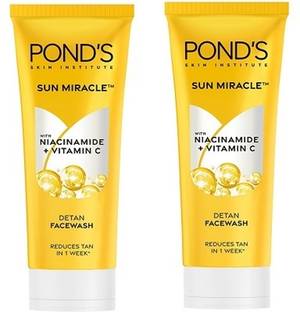 POND's Detan  for Tan Removal Contains Vitamin C and Niacinamide Pack of 2 100ML Each Face Wash