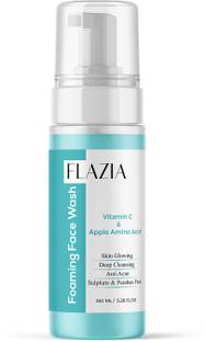 FLAZIA Vitamin C Foaming Face wash for Skin Brightning and Deep Skin Cleansing inriched with Apple amino extract - Vitamin B5-B3 and Aloe Vera [150 ML] Face Wash