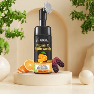 Ember Brightening Vitamin C Foaming with Built-In Face Brush for deep cleansing - No Parabens, Sulphate, Silicones Face Wash