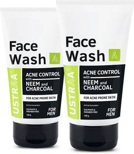 USTRAA Acne Control - With Neem & Charcoal - 100 g x 2 | Oil control | No SLS & Paraben Face Wash