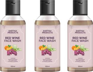 EarthlyProducts Organics Red Wine  Balancing Anti-Acne&Reduces fine lines and Wrinkles and gives your Skin a Refreshing look for women[pack 3] Face Wash