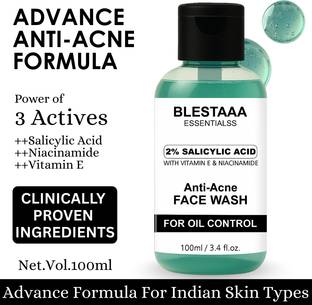 blestaaa essentialss 2% Salicylic Acid For Oily Skin | Sulphate Free, Anti Face Cleanser With Niacinamide & Vitamin E For Acne . Face Wash
