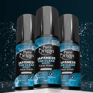 Pure Origin Men's Japanese Tan Clear Kojic (Pack of 3) | Fights Oily Skin & Dullness | Brightening | All Skin Types Face Wash