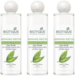 BIOTIQUE Morning Nectar Moisturize & Nourish, 200ml (Pack of 3) Face Wash