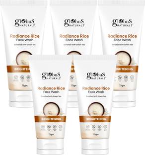 Globus Naturals Radiance Rice, Enriched With Green Tea, For Skin Brightening, Set of 5 Face Wash