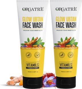Orgatre Glow Ubtan  with Turmeric, Kojic Acid & Niacinamide for Brightening Skin, 2 Pc Face Wash