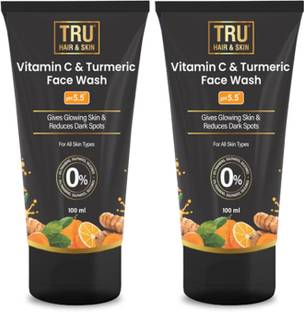 TRU HAIR & SKIN Vitamin C & Turmeric | Gives Glowing Skin & Reduces Dark Spots  - Pack of 2 Face Wash