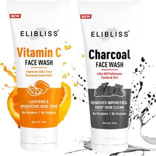 ELIBLISS Charcoal  for Oil Control and Vitamin C  for Deep Cleansing Face Wash