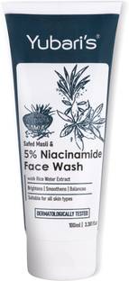 Yubari's 5% niacinamide | Safed Museli extract | Rice water extracts | Minimixes Pores | Brightens dull skin | Strengthens Skin Brrier | Healthy & Luminious skin | Dermatologically tested Face Wash