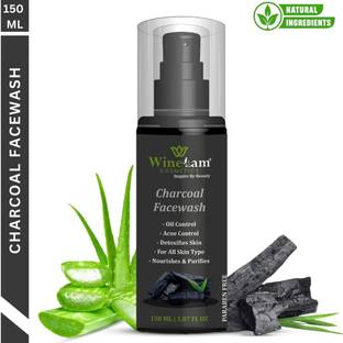 winelam Activated Charcoal Facewash for deep cleansing, Anti-Pollution, oil control, Detoxifies Skin, Nourishes & Purifies Skin - No Parabens Face Wash