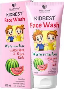 HealthBest Kidbest Face wash for Kids | Normal Skin, Sensitive Skin & Dry Skin | Tear, Paraben, SLS free | Watermelon Flavor | 100ml Face Wash