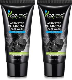 Kazima Activated CHARCOAL  (100 ML Pack 2) With Green Tea For Anti Pollution + Pore Purify Skin Face Wash