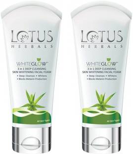 LOTUS WhiteGlow 3-In-1 Deep Cleansing Skin Whitening Facial Foam Face Wash