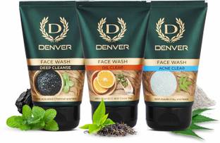 DENVER Deep Cleanse ,Oil Clear and Acne Clear Combo ( 3 X 100 gm ) Face Wash