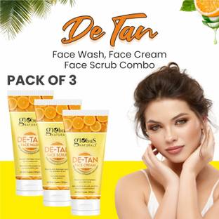 Globus Naturals De tan , Face Cream & Face Scrub Combo, For All Skin Types Face Wash