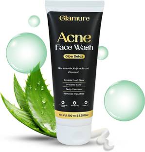 GLAMURE Acne  for Oily & Dry Skin, Clarifying Cleanser with Niacinamide & Vitamin C, Cleaner for Acne, Pimples, Scars, Men & Women, 100ml Face Wash