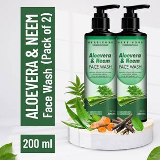 herbivore Aloe Vera & Neem  | Anti-Acne & Oil Control | Pack of 2 | For All Skin Types | 200 ml Face Wash