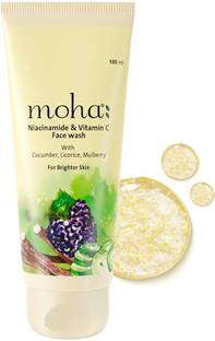 Moha Niacinamide & Vitamin C Brightening  | with Cucumber for Hydration, Licorice reduce dark sport | Mulberry reduce sign of premature aging | Niacinamide improves complexion, Vitamin C help sun damage and radiant glowing skin | All skin types | For Men & Women | 100 ml Face Wash