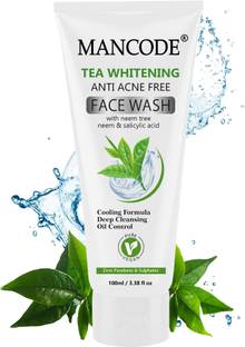 MANCODE Tea Whitening Anti-Acne Free  | Deep Cleansing & Brightening with Neem Face Wash