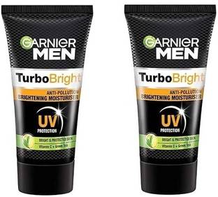 Garnier Men Men, Moisturiser, Brightening and Anti-Pollution, TurboBright Cream (Pack of 2) Face Wash