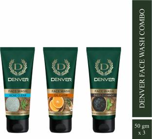 DENVER Deep Cleanse Charcoal,Oil Clear & Acne Clear Face Wash