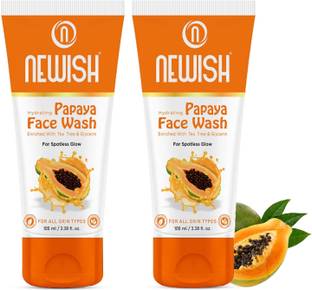 NEWISH Papaya Facewash For Women/Men | Brightening And Glowing Skin I Removes Pigmentation and Dark Spots | 100% Natural Papaya Facewash For All Skin Types | Pack Of 2 (Each 100 ml) Face Wash