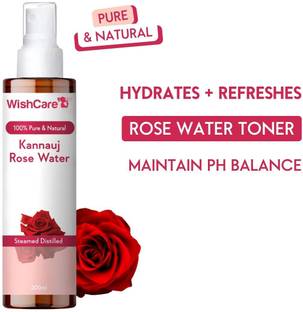 WishCare 100% Pure & Natural Rose Water Spray For Face, Skin & Hair - Steam Distilled - Kannauj Gulab Jal - Skin Toner - Free From Paraben, Alcohol & Chemicals Men & Women