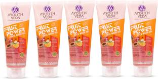 Ayouthveda Fruit Power | Pamper Your Skin With Fruity Fresh Experience | (Combo Pack of 5) (100ml each) Face Wash
