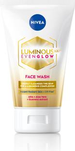 NIVEA LUMINOUS EVEN GLOW Oil free formula, AHA, Aloe vera for Radiant Skin, Deep Cleanser for Men & Women Face Wash