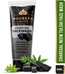 noureea Charcoal Facewash with Neem & Tulsi for Rejuvenates skin, Deep cleanses Pores & reduce excess oils, All Skin Types Face Wash