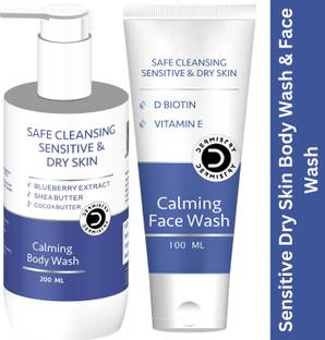 DERMISTRY Sensitive & Dry Skin Mild Safe Gentle Calming Creamy Cleanser Face & Body Wash Face Wash