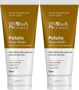 Globus Naturals Potato with Plum & D-Panthenol, Helps Lighten Dark Spots and Evens Out Skin Tone, Set of 2 Face Wash
