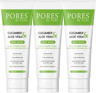 PORES BE PURE Cucumber Aloe Vera  for Instant Refreshing Hydrating Pack of 3 Face Wash